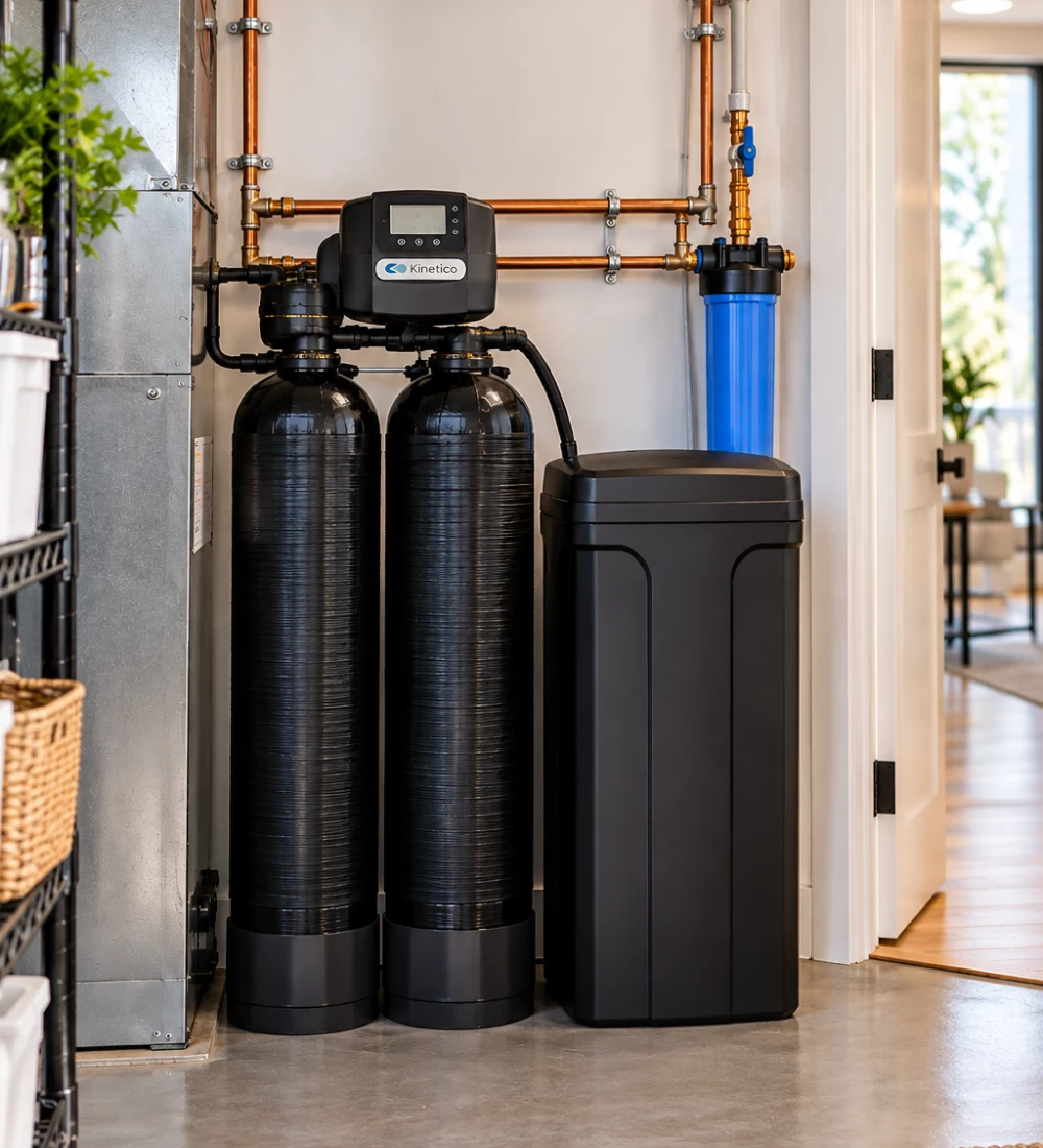 Whole-home water filtration system serving multiple fixtures in a home